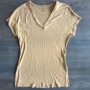 Philosophy Yellow Lightweight Tight Knit V Neck Pullover Top Womens‎ Size S